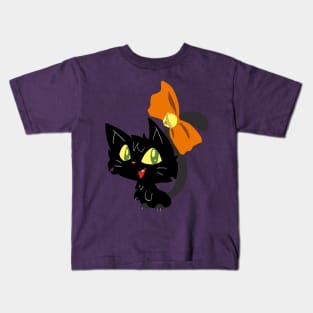 Halloween Black Cat with a Ribbon Kids T-Shirt